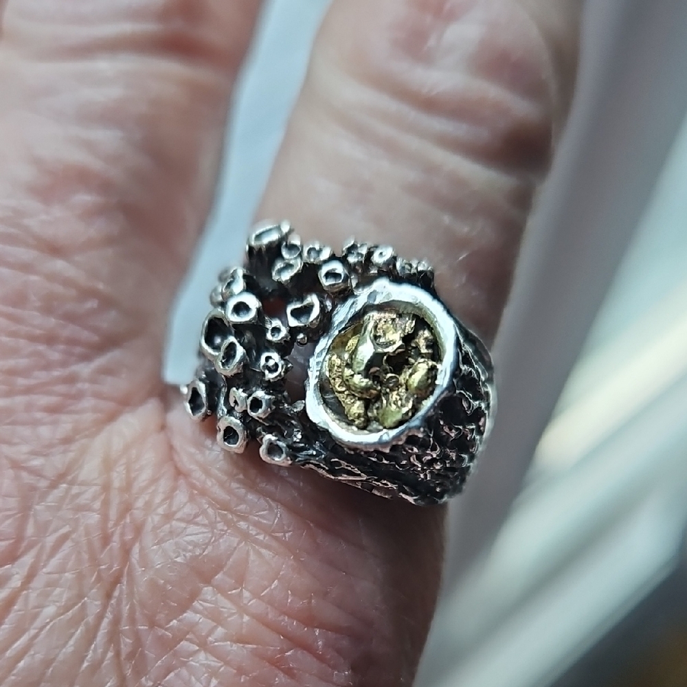 Silver and Gold Textured Ring